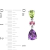 Thumbnail Image 1 of Pear-Shaped Amethyst, Peridot and Pink Tourmaline Earrings in Sterling Silver