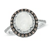 Thumbnail Image 1 of Oval White Moonstone, Smoky Quartz and 1/10 CT. T.W. Diamond Ring in 10K White Gold