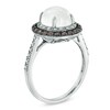 Thumbnail Image 2 of Oval White Moonstone, Smoky Quartz and 1/10 CT. T.W. Diamond Ring in 10K White Gold