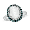 Thumbnail Image 1 of Oval Blue Moonstone and 1/5 CT. T.W. Enhanced Blue and White Diamond Ring in 10K White Gold