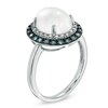 Thumbnail Image 2 of Oval Blue Moonstone and 1/5 CT. T.W. Enhanced Blue and White Diamond Ring in 10K White Gold