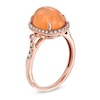 Thumbnail Image 1 of Oval Peach Moonstone, Pink Tourmaline and 1/6 CT. T.W. Diamond Ring in 10K Rose Gold
