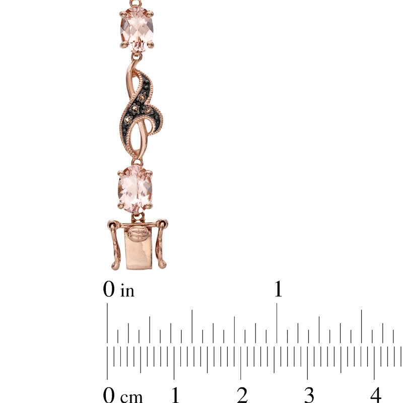 Main Image 2 of Oval Morganite and Smoky Quartz Bracelet in 10K Rose Gold - 7.25"