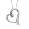 Thumbnail Image 0 of Blue Topaz and Diamond Accent Tilted Looping Heart Pendant in Sterling Silver