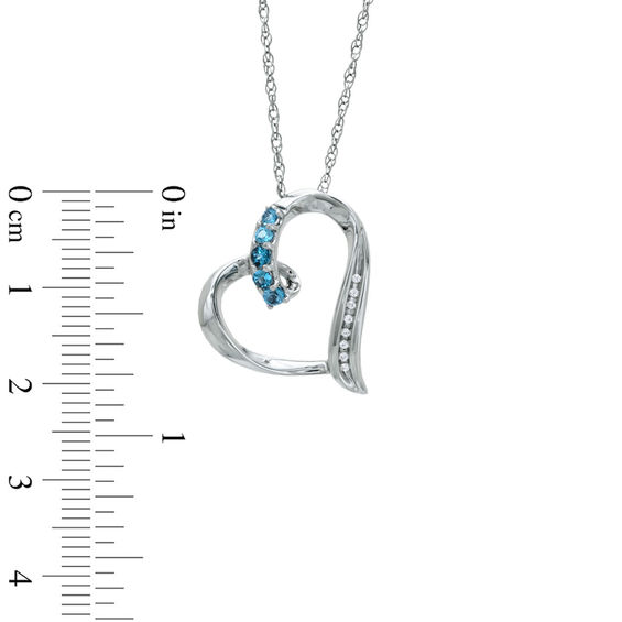 Blue Topaz and Diamond Accent Tilted Looping Heart Pendant in Sterling Silver Blue Topaz and Diamond Accent Tilted Looping Heart Pendant in Sterling Silver
