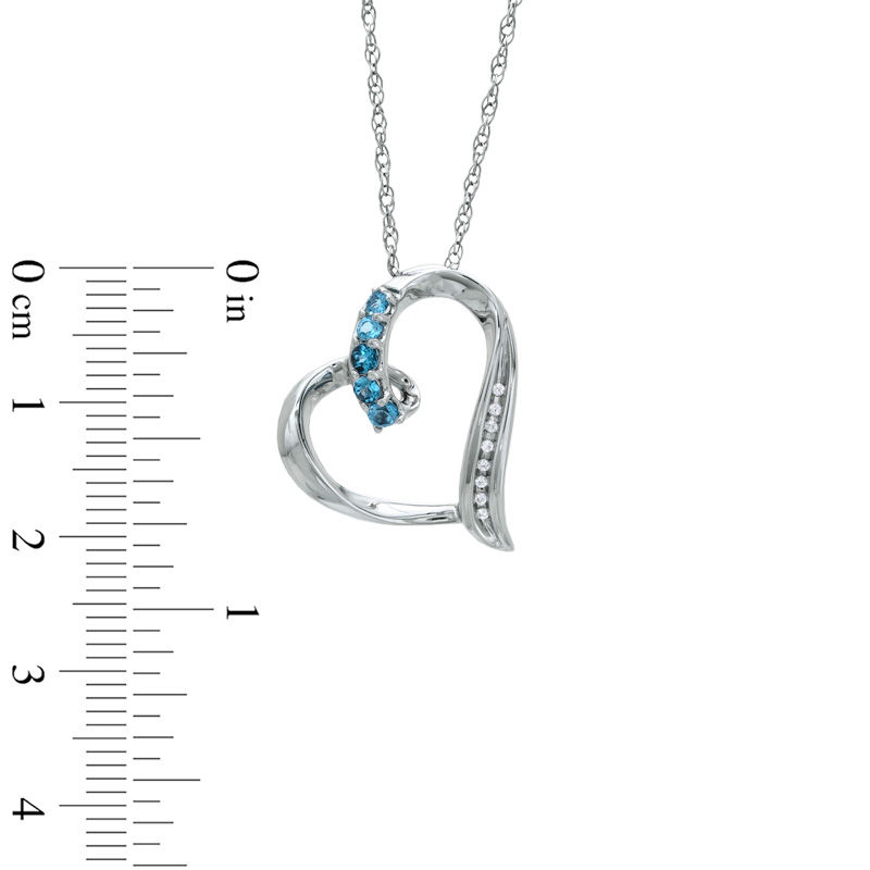 Blue Topaz and Diamond Accent Tilted Looping Heart Pendant in Sterling Silver