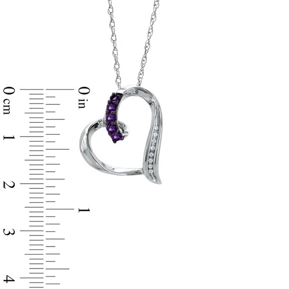 Amethyst and Diamond Accent Looping Heart Pendant in Sterling Silver