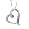 Thumbnail Image 1 of Lab-Created White Sapphire and Diamond Accent Looping Heart Pendant in Sterling Silver