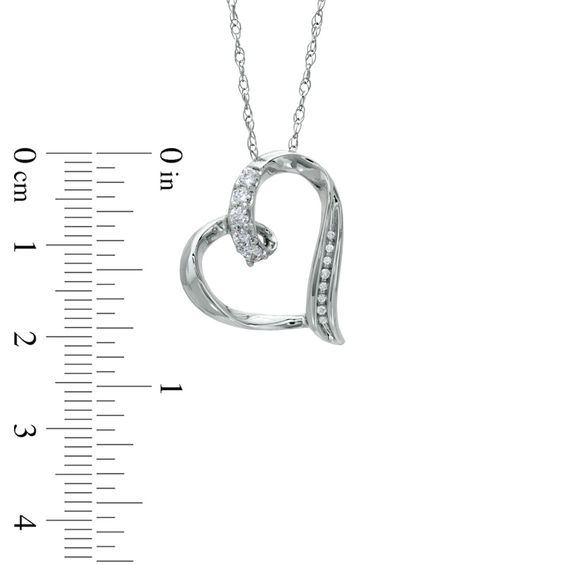 Lab-Created White Sapphire and Diamond Accent Looping Heart Pendant in Sterling Silver