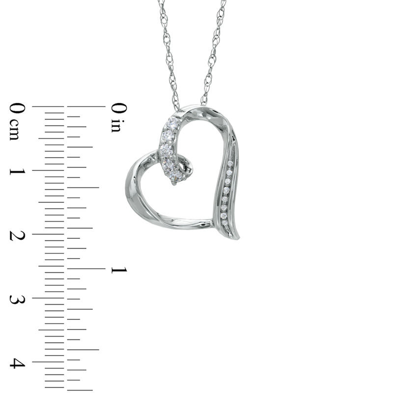 Main Image 2 of Lab-Created White Sapphire and Diamond Accent Looping Heart Pendant in Sterling Silver