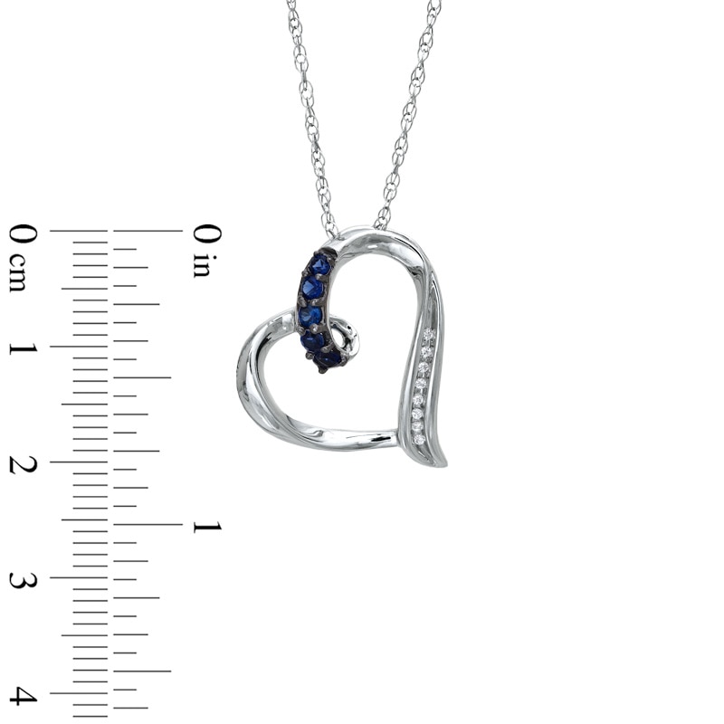 Lab-Created Blue Sapphire and Diamond Accent Looping Heart Pendant in Sterling Silver