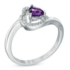 Thumbnail Image 1 of 5.0mm Sideways Heart-Shaped Amethyst and Diamond Accent Promise Ring in Sterling Silver