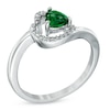 Thumbnail Image 2 of 5.0mm Sideways Heart-Shaped Lab-Created Emerald and Diamond Accent Promise Ring in Sterling Silver