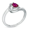 Thumbnail Image 1 of 5.0mm Sideways Heart-Shaped Lab-Created Ruby and Diamond Accent Promise Ring in Sterling Silver