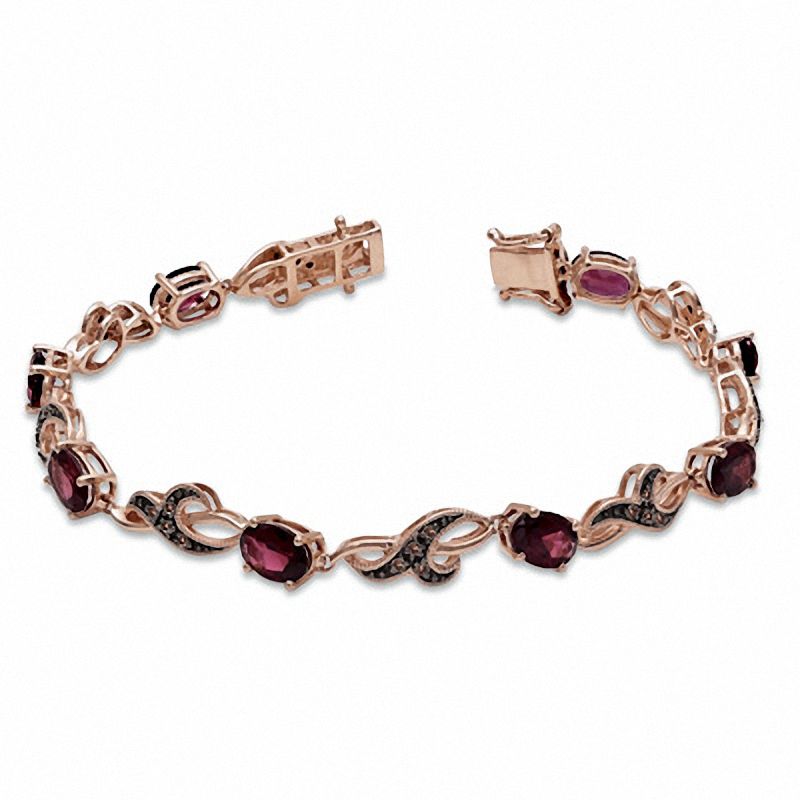 Main Image 2 of Rhodolite Garnet and Smoky Quartz Bracelet in 10K Rose Gold - 7.25"