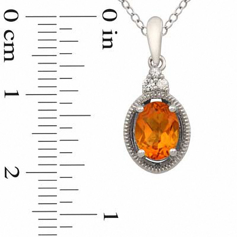Main Image 2 of Oval Citrine and Lab-Created White Sapphire Pendant and Ring Set in Sterling Silver - Size 7