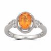 Thumbnail Image 2 of Oval Citrine and Lab-Created White Sapphire Pendant and Ring Set in Sterling Silver - Size 7