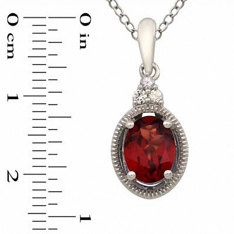 Main Image 2 of Oval Garnet and Lab-Created White Sapphire Pendant and Earrings Set in Sterling Silver