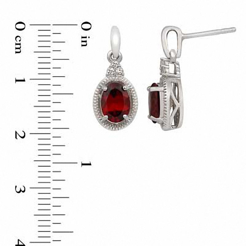 Main Image 3 of Oval Garnet and Lab-Created White Sapphire Pendant and Earrings Set in Sterling Silver