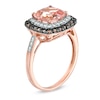 Thumbnail Image 1 of 8.0mm Cushion-Cut Morganite, Smoky Quartz and 1/10 CT. T.W. Diamond Ring in 10K Rose Gold