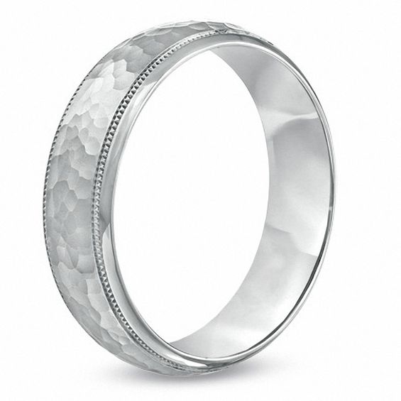 6.0mm Hammered Wedding Band in Sterling Silver