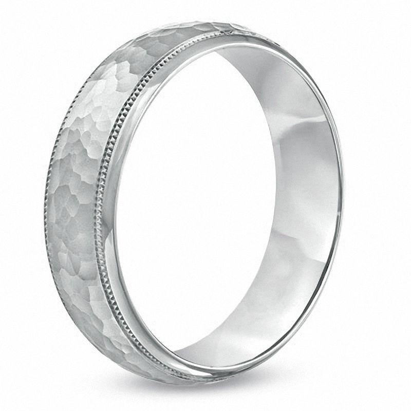 Men's 6.0mm Hammered Wedding Band in Sterling Silver