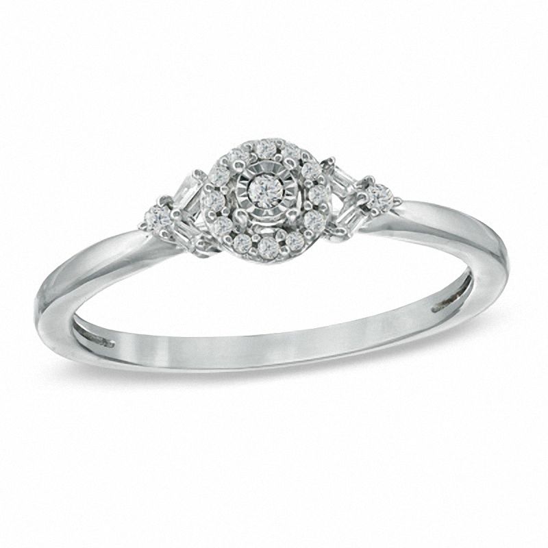 Main Image 1 of Cherished Promise Collection™ 1/10 CT. T.W. Diamond Frame Ring in Sterling Silver