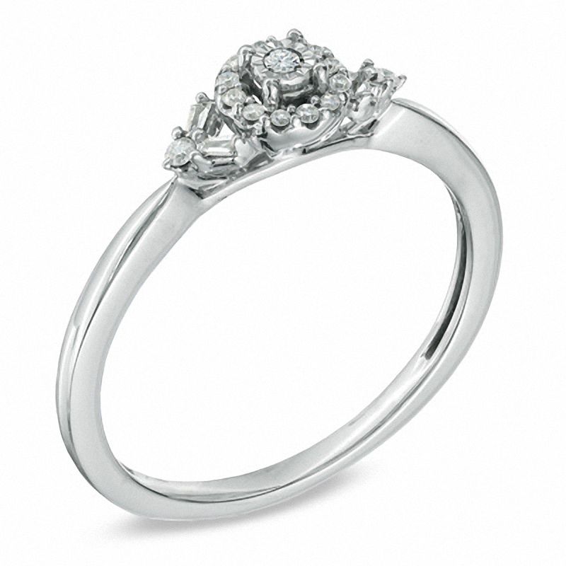 Main Image 2 of Cherished Promise Collection™ 1/10 CT. T.W. Diamond Frame Ring in Sterling Silver