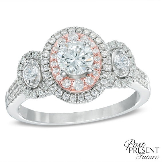 1 CT. T.w. Diamond Double Frame Past Present FutureÂ® Ring in 14K Two-Tone Gold