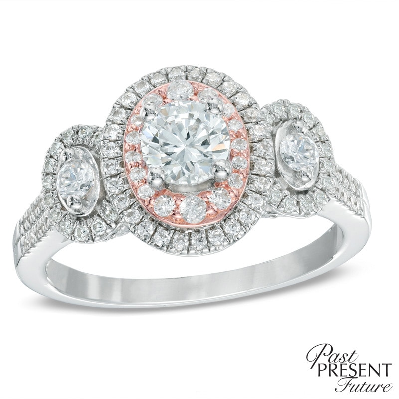 Main Image 1 of 1 CT. T.W. Diamond Double Frame Past Present Future® Ring in 14K Two-Tone Gold