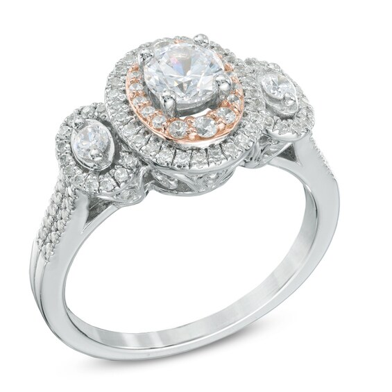 1 CT. T.w. Diamond Double Frame Past Present FutureÂ® Ring in 14K Two-Tone Gold