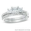 Thumbnail Image 1 of 1 CT. T.W. Princess-Cut Diamond Past Present Future® Bridal Set in 14K White Gold