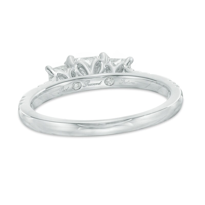Main Image 3 of 1 CT. T.W. Princess-Cut Diamond Past Present Future® Bridal Set in 14K White Gold