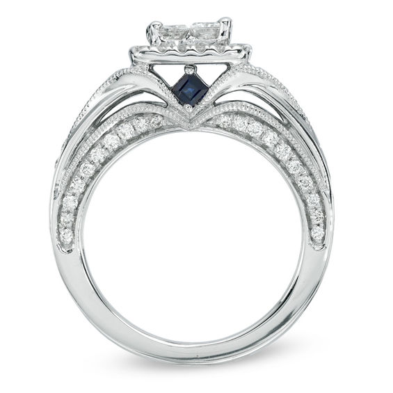Vera Wang Love Collection 1 CT. T.w. Quad Princess-Cut Diamond Engagement Ring in 14K White Gold