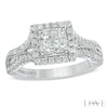 Thumbnail Image 0 of Vera Wang Love Collection 1 CT. T.W. Quad Princess-Cut Diamond Frame Engagement Ring in 14K White Gold