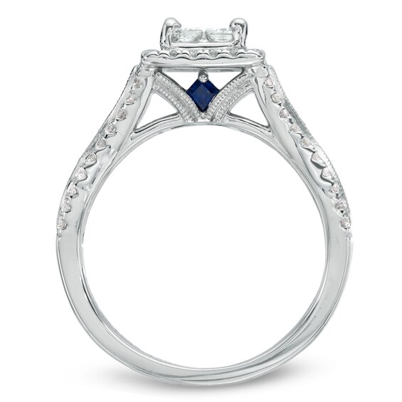 Vera Wang Love Collection 1 CT. T.w. Quad Princess-Cut Diamond Frame Engagement Ring in 14K White Gold
