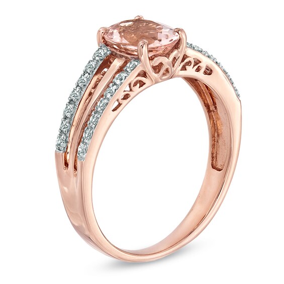 Oval Morganite and Diamond Accent Ring in 10K Rose Gold