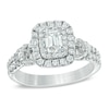 Thumbnail Image 0 of Celebration Ideal 1-1/6 CT. T.W. Emerald-Cut Diamond Frame Engagement Ring in 14K White Gold (I/I1)