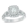 Thumbnail Image 1 of Celebration Ideal 1-1/6 CT. T.W. Emerald-Cut Certified Diamond Frame Engagement Ring in 14K White Gold (I/I1)