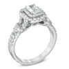 Thumbnail Image 2 of Celebration Ideal 1-1/6 CT. T.W. Emerald-Cut Certified Diamond Frame Engagement Ring in 14K White Gold (I/I1)