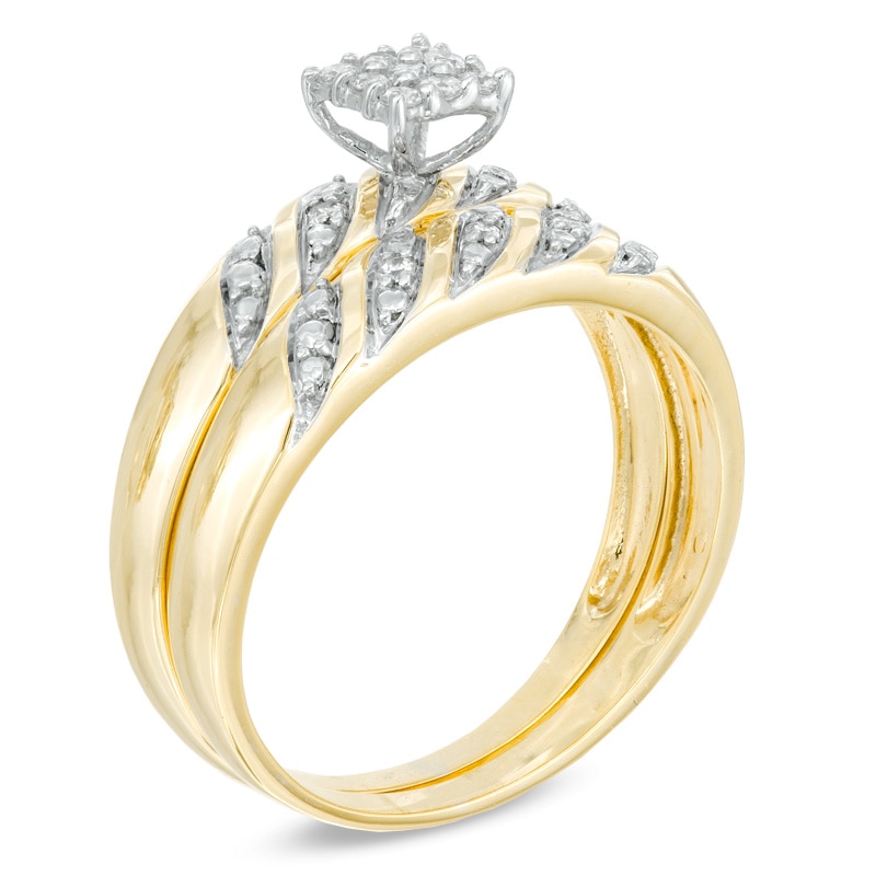 Main Image 2 of 1/8 CT. T.W. Diamond Bridal Set in 10K Gold