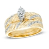 Thumbnail Image 0 of Marquise Composite Diamond Accent Beaded Bridal Set in 10K Gold