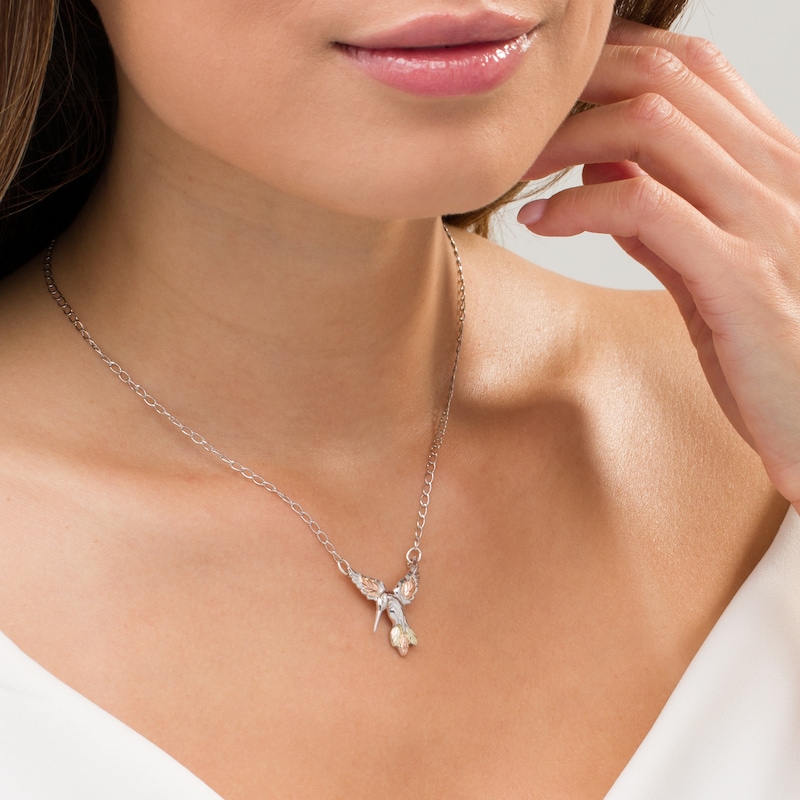 Main Image 2 of Black Hills Gold Hummingbird Necklace in Sterling Silver - 16.5"