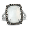 Thumbnail Image 1 of Cushion-Cut Moonstone, Smoky Quartz and 1/10 CT. T.W. Diamond Ring in 10K White Gold