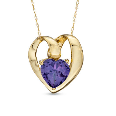 7.0mm Heart Shaped Lab Created Alexandrite Pendant in 10K Gold Zales