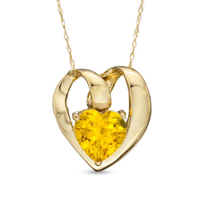 Lab-Created Citrine Pendant in 10K Gold 