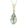 Thumbnail Image 0 of Pear-Shaped Green Quartz and Diamond Accent Pendant in 10K Gold