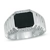 Thumbnail Image 0 of Men's Rectangular Onyx and Diamond Accent Ring in 14K White Gold