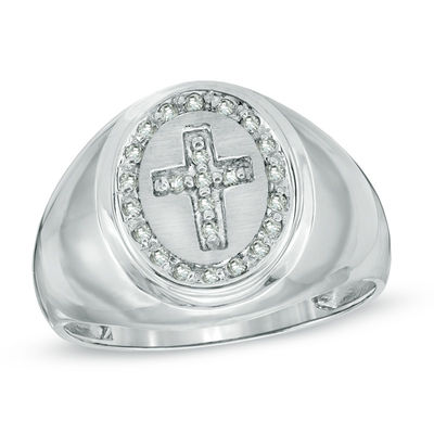 CT. T.W. Diamond Cross Signet Ring 
