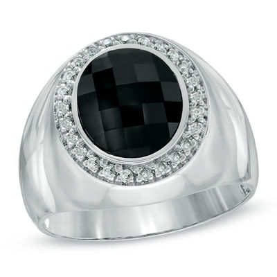 Ring sterling silver mens oval onyx new choice 